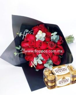 RAMO 24 ROSAS ROJAS + 16 FERRERO