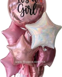 GLOBO ORBZ NIÑA + 6 ESTRELLAS LISAS